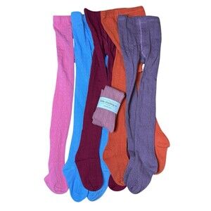 6 New Lot Little Stocking Co. 3-4 Y Cable Knit Tights Toddler Girl Never Worn